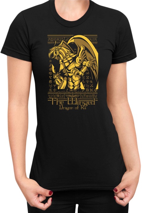 Női póló Japan Manga Anime Comics Tralala Yu Gi Oh Winged Dragon of Ra, Fekete