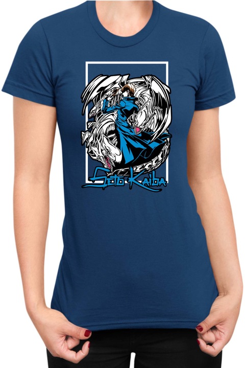 Női póló Japan Manga Anime Comics Tralala Yu Gi Oh Seto Kaiba, Tengerészkék