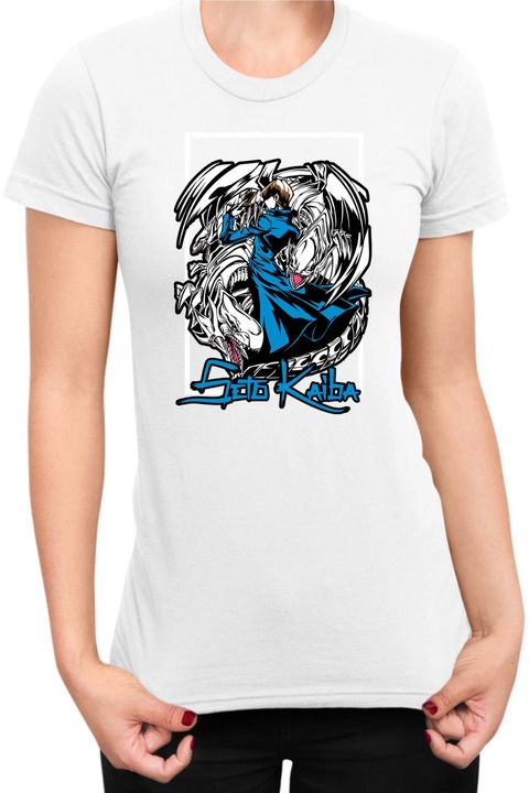 Női póló Japan Manga Anime Comics Tralala Yu Gi Oh Seto Kaiba, Fehér