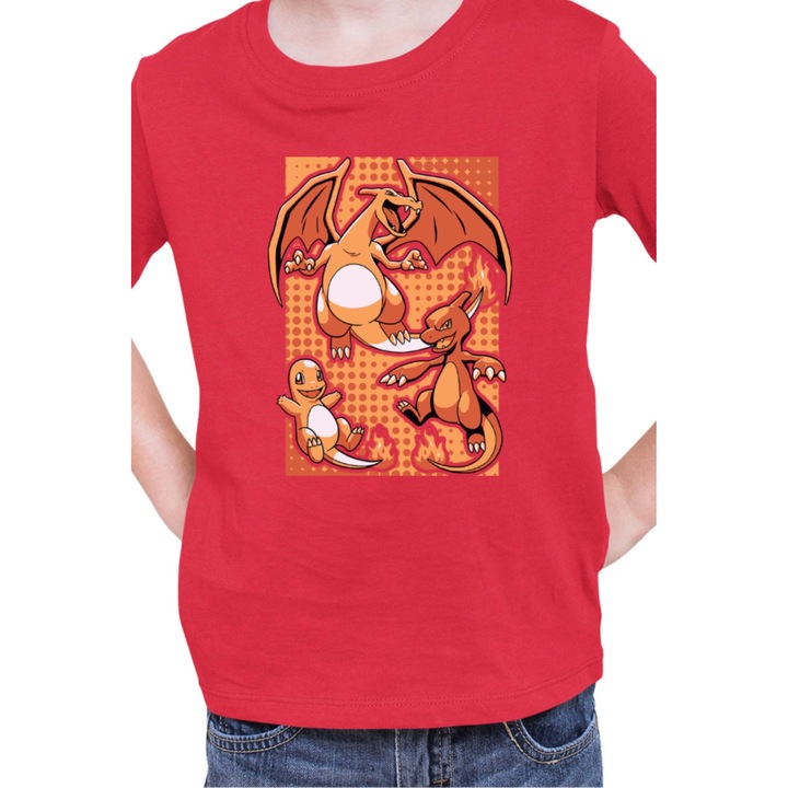 Gyerek polo Japan Manga Anime Kepregenyek Tralala Pokemon Charizard 02, Piros