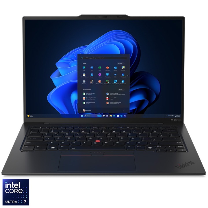 Laptop Lenovo ThinkPad X1 Carbon Gen 12 cu procesor Intel® Core™ Ultra 7 155U pana la 4.8GHz, 14", 2.8K, OLED, Touch, 32GB LPDDR5x, 2TB SSD, Intel® Graphics, Windows® 11 Pro, Black,