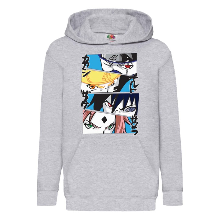 Детски суитчър Naruto Tralala Team 7 05, Светлосив меланж, 12-13 г. (152-164)