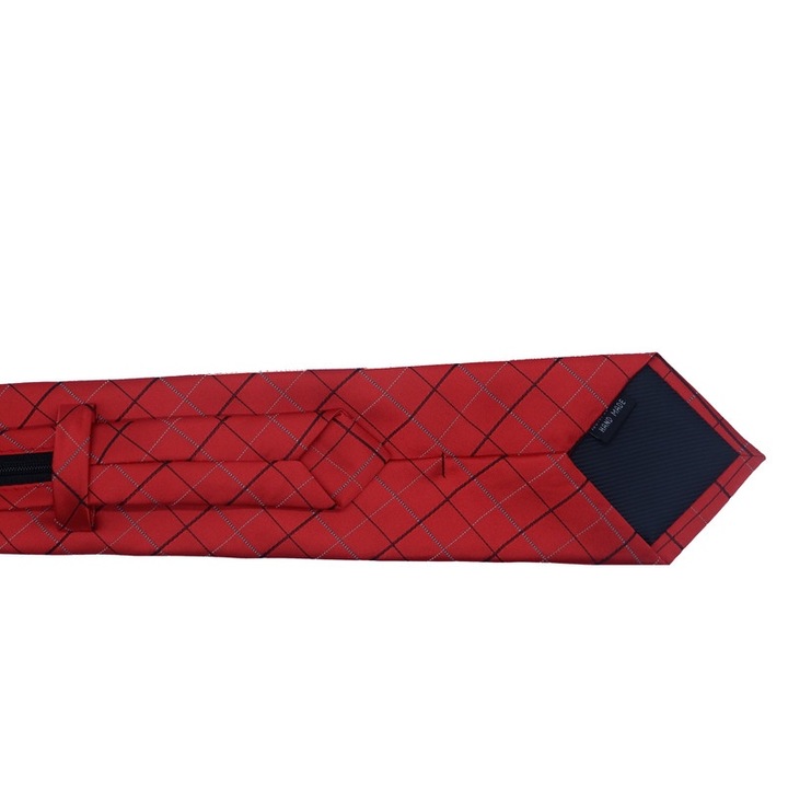 Cravata barbati, confectionate manual, poliester, 47x8cm, rosu mediu