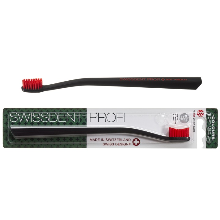 Periuta de dinti, Swissdent Colours Classic, black & red