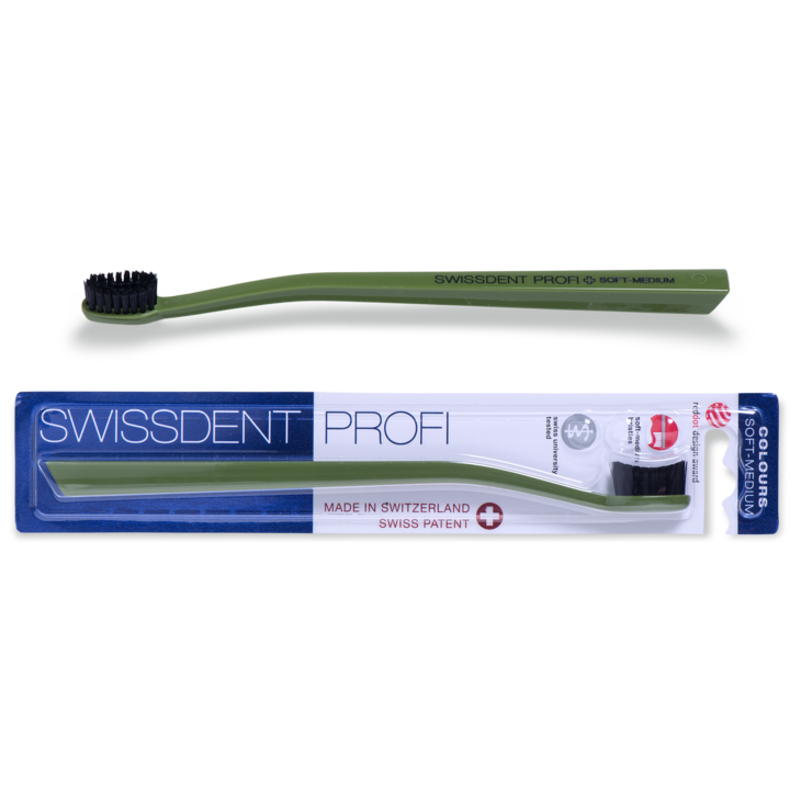 Periuta de dinti, Swissdent Colours Classic, hunting green & black