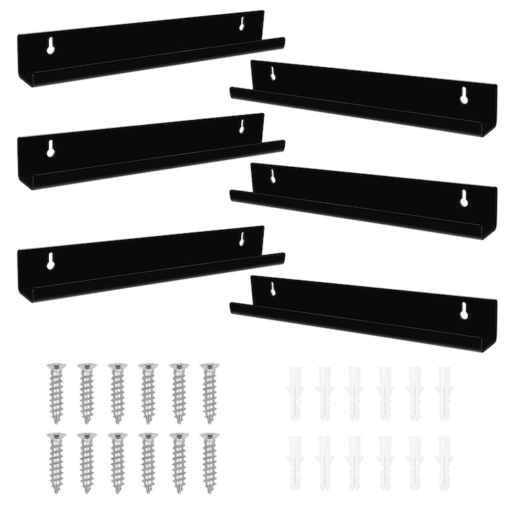 Set Suporturi de Perete pentru Discuri Vinil, Acril Transparent, Montare Usoara, Set 6 Bucati