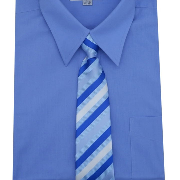 Cravata barbati, poliester, 47x8cm, albastru legaturi cu fermoar prefixate Usor de pus