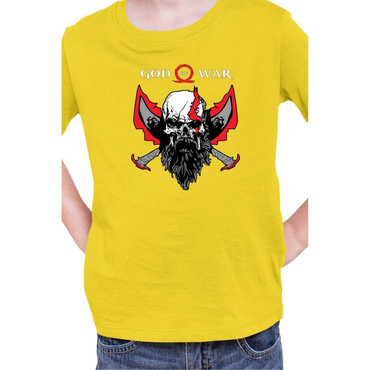 Tricou copii God Of War Tralala Blades of Chaos, Galben