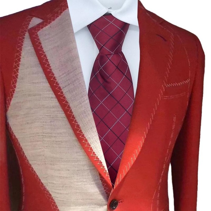 Cravata barbati, Jacquard poliester, 47x8cm, legaturi cu fermoar la gat