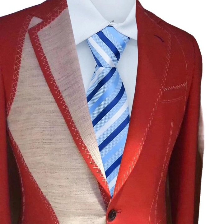 Cravata barbati, poliester, 47x8cm, albastru