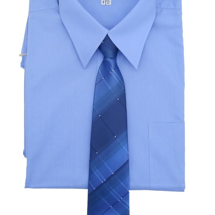 Cravata barbati, poliester microfibra, 47x8cm, albastru cer de tranzitie