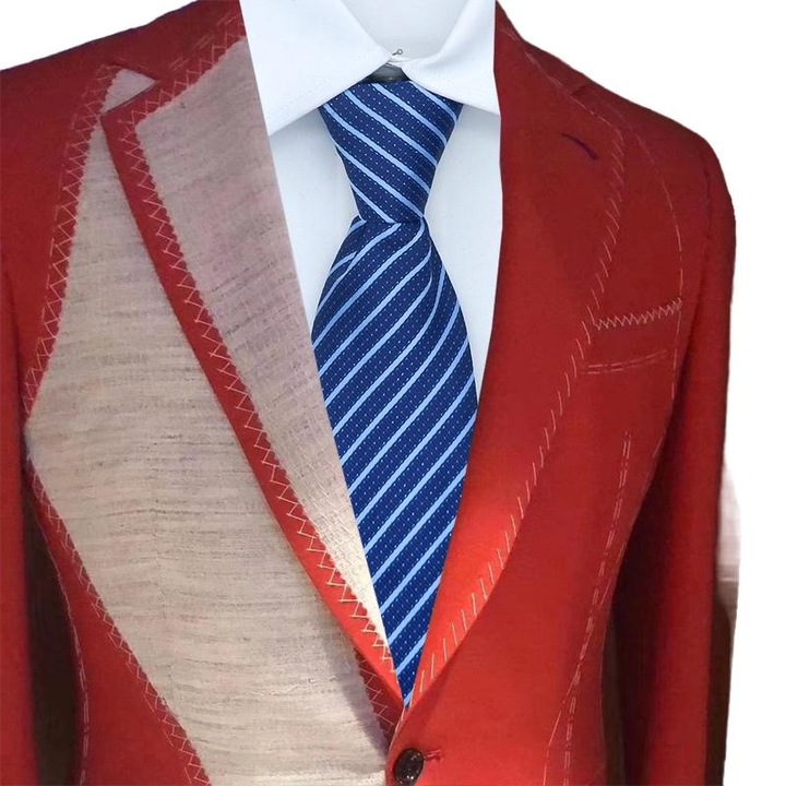 Cravata barbati, dunga lucioasa, poliester, 47x8cm, albastru