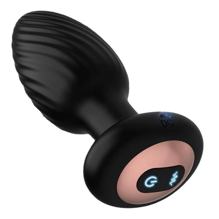 WALALLA anális dugó, prosztata masszázs, 7 forgási és vibrációs sebesség, 360 fok, fekete, 9,7 cm