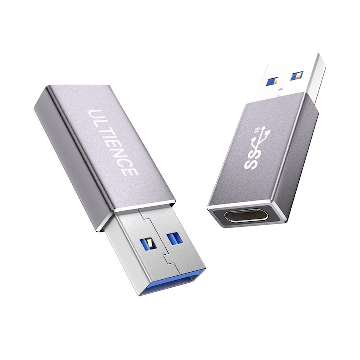 2 db ULTIENCE USB-A–USB-C adapter készlet, 10 Gbps, 60 W, szürke