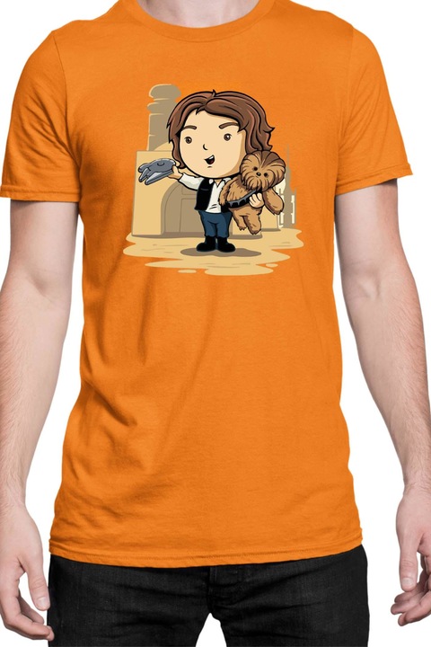 Férfi póló Star Wars Tralala Cute Han Solo Chewbaka, Narancssárga