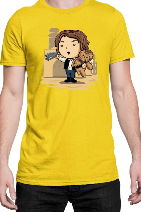 Férfi póló Star Wars Tralala Cute Han Solo Chewbaka, Sárga