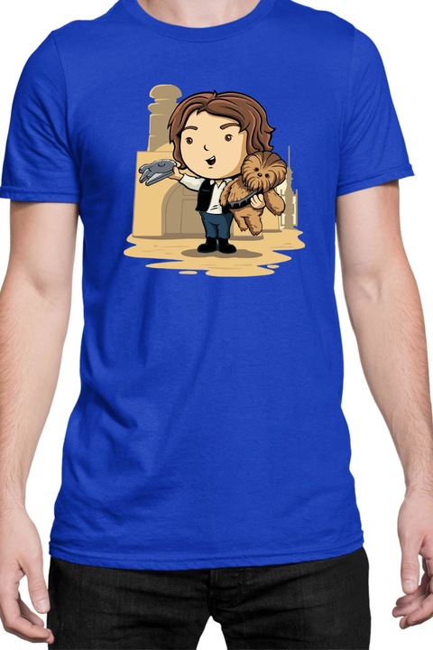 Férfi póló Star Wars Tralala Cute Han Solo Chewbaka, Kék