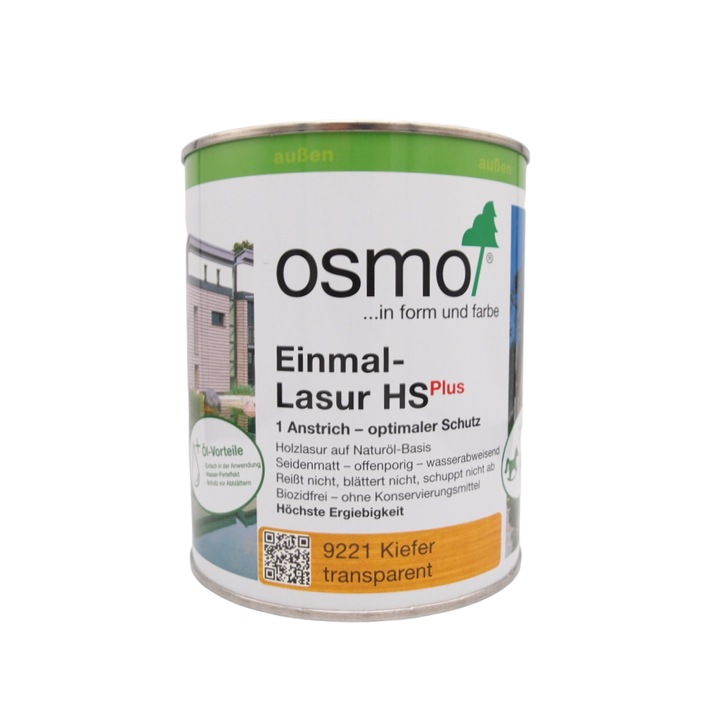 Lazura pentru exterior, Osmo, One Coat Only HS Plus, aplicare intr-un singur strat, culoare brad, semi-mat, 0,75 L