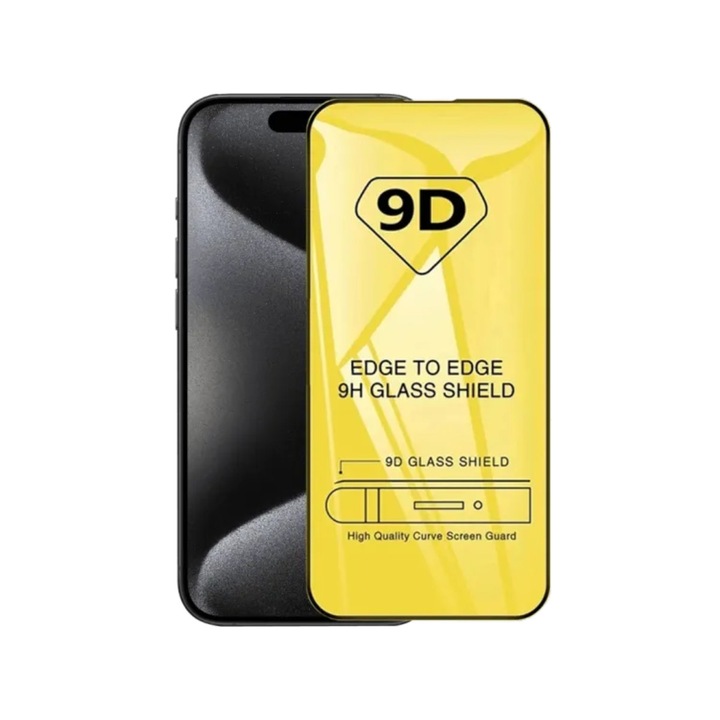Motorola Moto G13 / G23 / G53 / G73-mal kompatibilis 9D edzett üvegfólia, 9H üveg pajzs széltől szélig, fekete keret,