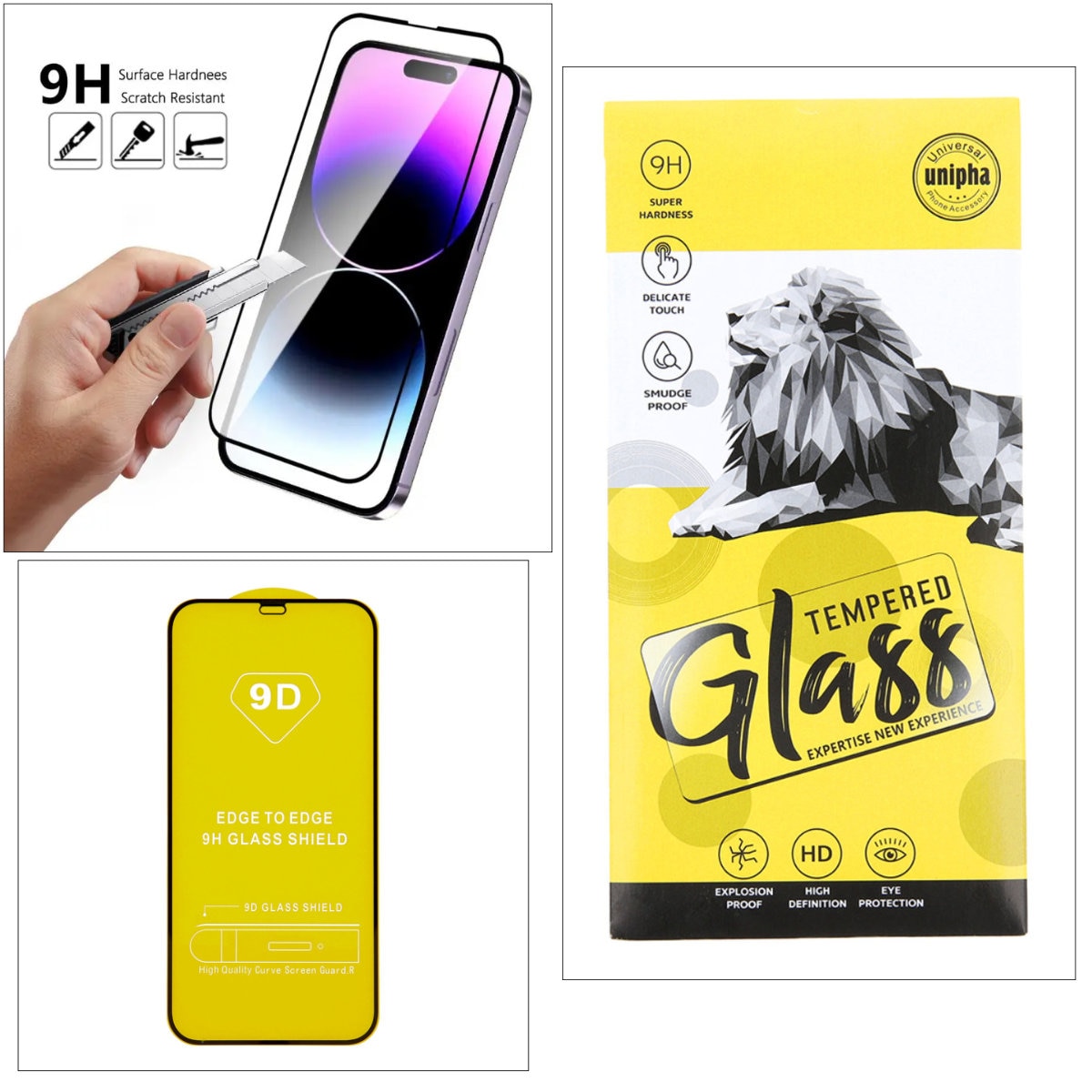 Folie sticla securizata 9D compatibila Motorola Moto G13 / G23 / G53 / G73, scut de sticla 9H margine la margine, rama neagra Transparent Transparenta