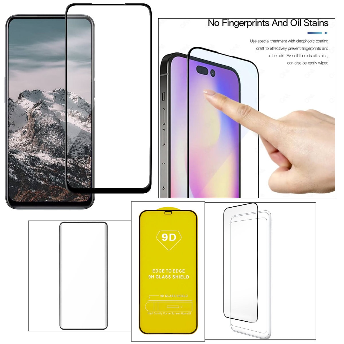 Folie sticla securizata 9D compatibila Motorola Moto G13 / G23 / G53 / G73, scut de sticla 9H margine la margine, rama neagra Transparent Transparenta