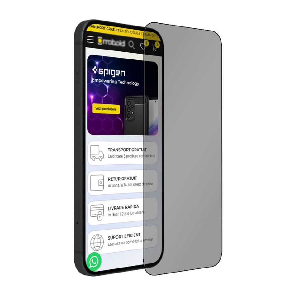 Sticla pentru iPhone 14 Pro, Anti-spy Ultra HD, Protectie 9H