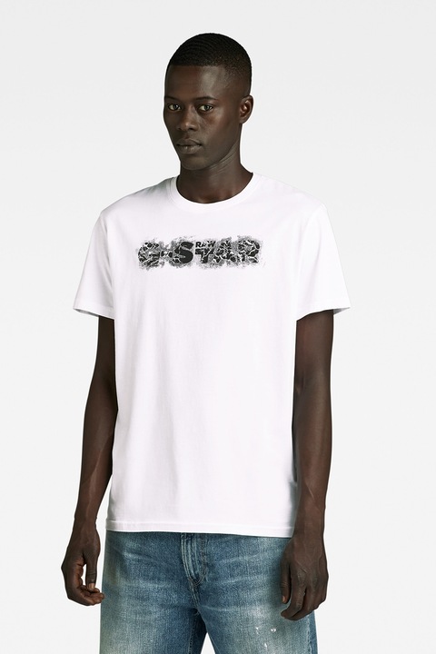 G-Star RAW, Стандартна риза от органичен памук, Избеляло черно/Бял