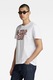 G-STAR, Tricou din bumbac organic cu imprimeu logo, Alb, Roz prafuit, L