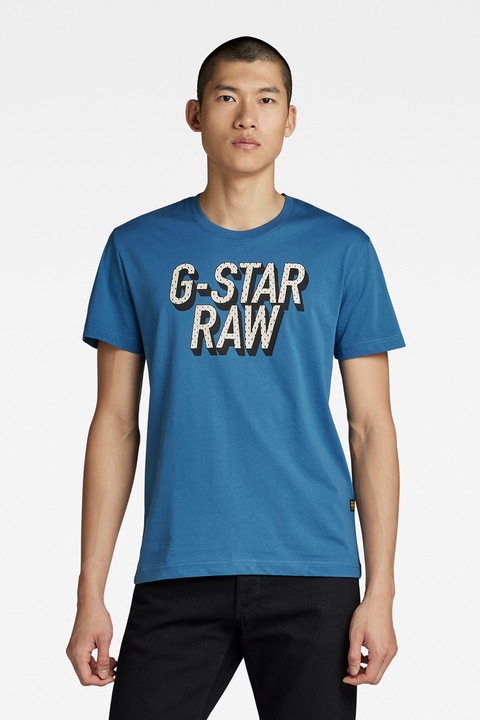 G-Star RAW, Тениска от органичен памук с лого, Тъмносин