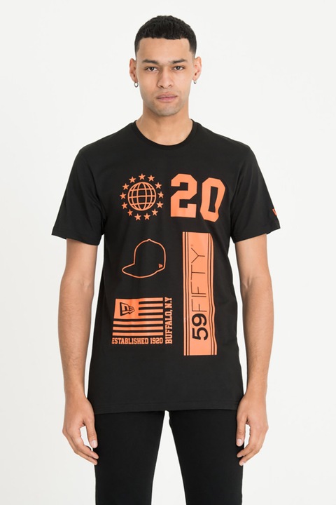 New Era, Тениска 59Fifty с щампа, Черен/Оранжев, L