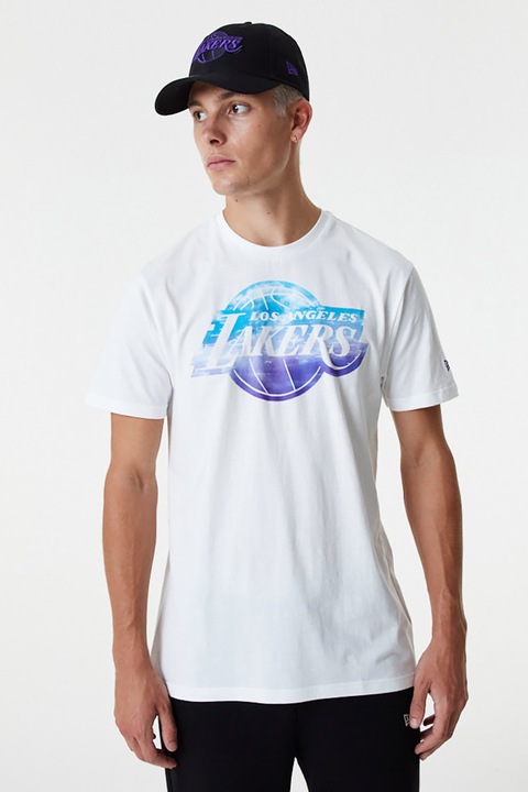New Era, Tricou de bumbac Los Angeles Lakers, Alb/Albastru, XL