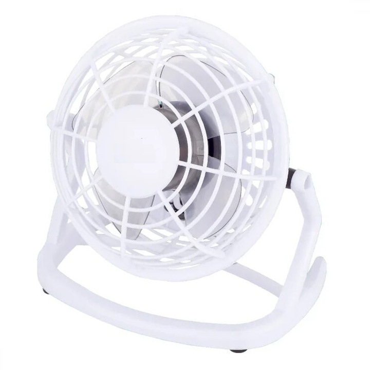 Настолен вентилатор, USB, 10 см, 1 скорост, Бял