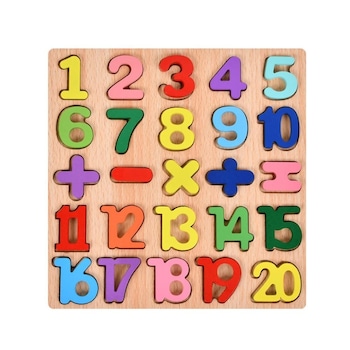 Tabla Montessori din Lemn, Cifre, 25 Piese Lemn, Multicolor