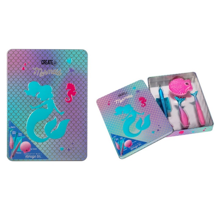 Set machiaj copii, Canenco, Mermaid, turcoaz, 4 piese