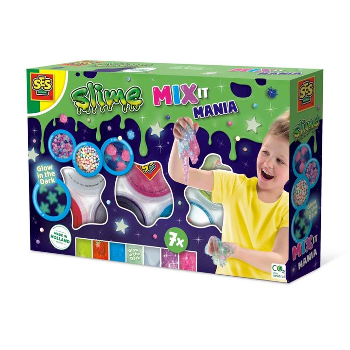 Slime szett, SES Creative Mix it Mania, 7 szín, többszínű