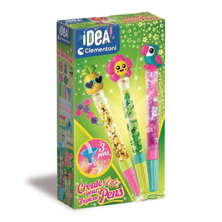 Комплект химикалки Clementoni IDEA, мини фабрична, тропическа, зелена