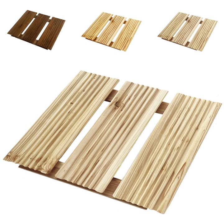 Placi pentru terase, Floranica - Neimpregnat, 30 x 30 cm, lemn de molid, suprafata frezata