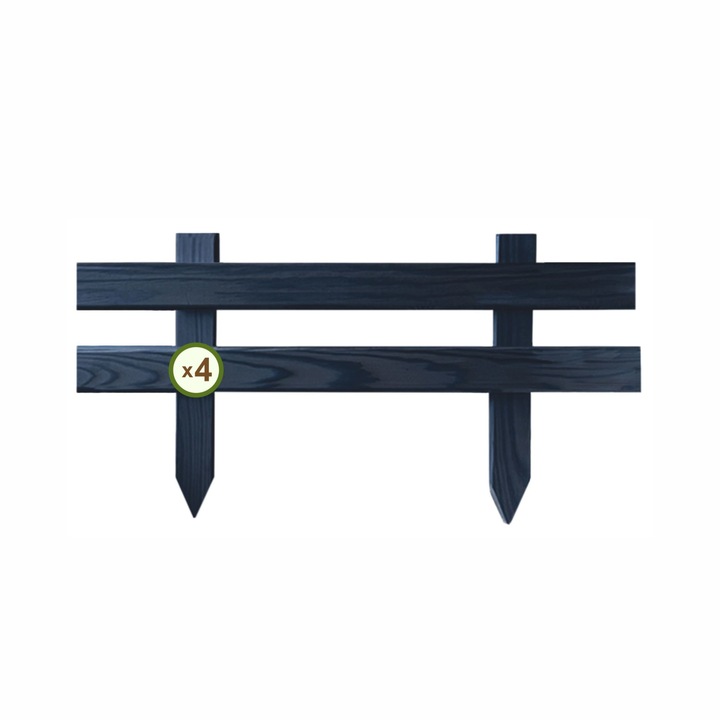 Комплект от 4 части дървена ограда Floranica, "Фермер", антрацит, височина 20 см х 50 см