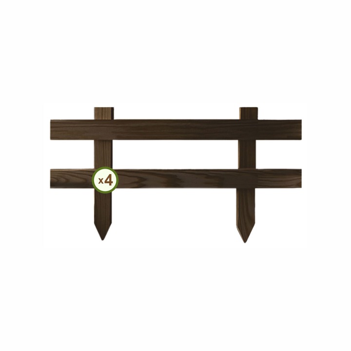 Дървена ограда Floranica, "Фермер" - комплект от 4 части, кафява - височина 30 см х 50 см