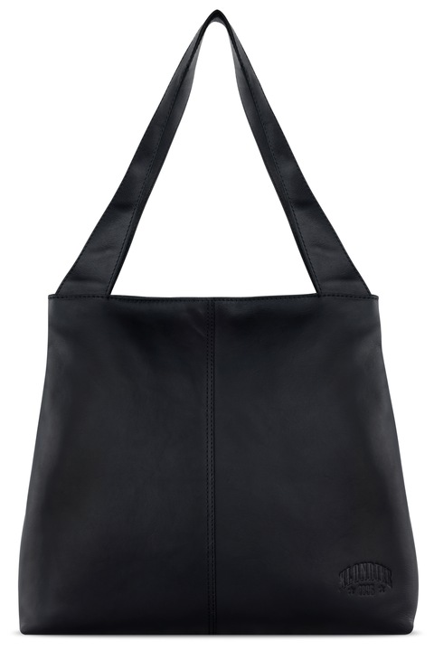 Női válltáska, KLONDIKE, Rush Katrina sorozat, KD1314, 43 x 12 x 31,5 cm, natúr bőr, fekete