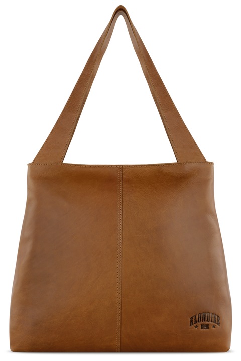 Női válltáska, KLONDIKE, Rush Katrina sorozat, KD1314, 43 x 12 x 31,5 cm, natúr bőr, konyak