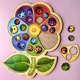 Fa puzzle, 7 különböző színű szirmú virág, 31 db, Ubee