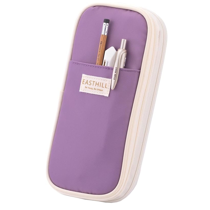 Iskolai tolltartó, XUNNING™, Rugalmas kialakítás, Nagy kapacitás, Vászon, Sötétlila