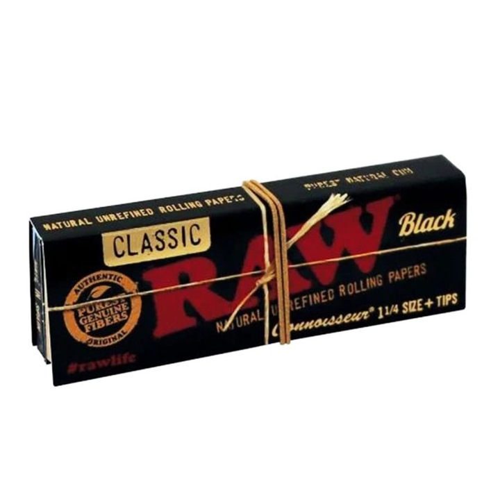 Set foite si filtre pre-rulate Raw Black Classic Connoisseur 1/4, 78mm