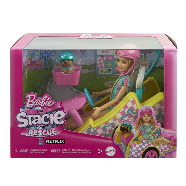 Set de joaca Barbie si Stacie - To the rescue, Papusa Stacie cu Kart