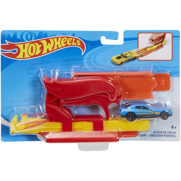 Hot Wheels játékkészlet, Piros hordozható kilövő és autó