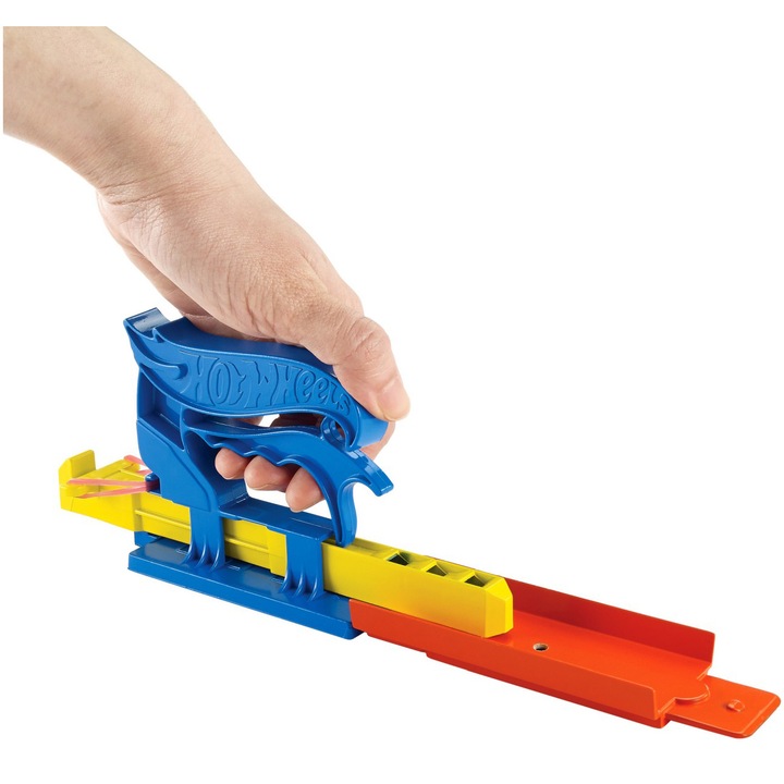 Комплект за игра Hot Wheels - Синя преносима изстрелвачка и количка