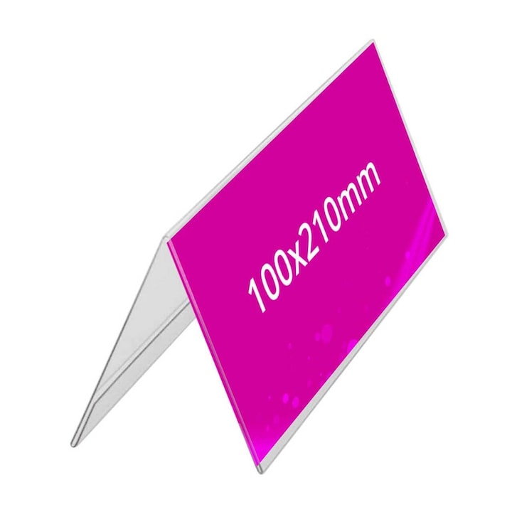 Suport Nume/ Pret, tip V, Calaret, format 100x210mm, Landscape, 4buc/set JJ DISPLAYS