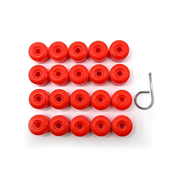 Set 20 Capace Prezoane, 17mm, AutoSSF ®, cu cheie extractie, pentru VW, Audi, Skoda, Culoare Rosie