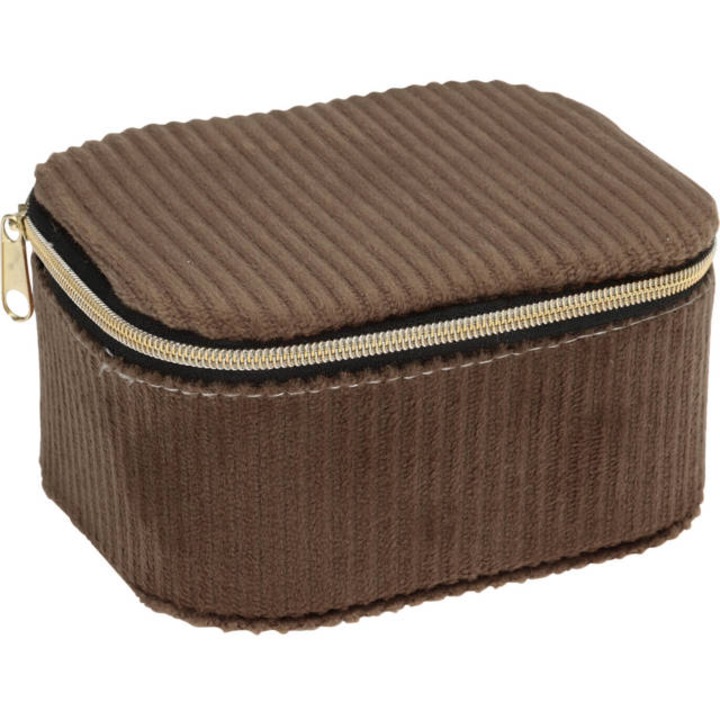 Cutie pentru bijuterii, catifea, 11,5 x 9,5 x 6 cm - maro